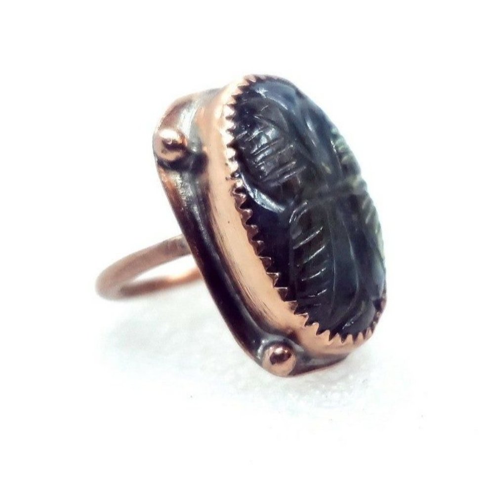 Labradorite butterfly rainbow crystal copper Ring handmade size 6 metalwork - Picture 8 of 12